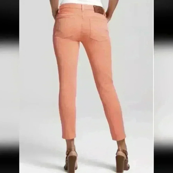 TORY BURCH Alexa Cropped Skinny Coral orange size 24 Stretch - Picture 3 of 15
